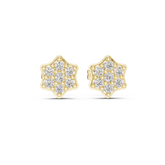Curved Hexagon Seven Stone Round Diamond Stud Earrings