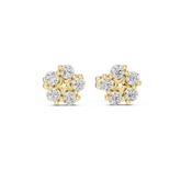 Star Flower Round Cut Diamond Stud Earrings