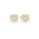 Lotus Flower Round Diamond Stud Earrings