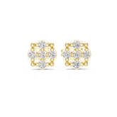 Unique Five Stone Round cluster Stud Earring
