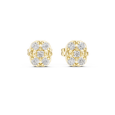 Cushion Shape Round Diamond Cluster Studs Earring