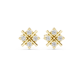 Round Cut Diamond Geometric X Stud Earrings