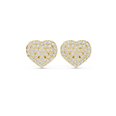 Round Cut Diamond Heart Pavé Stud Earrings