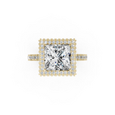 Princess Diamond Halo Pave Set Ring