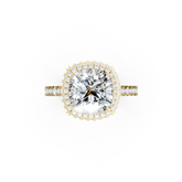 Cushion Diamond Halo Pave Set Ring