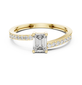 Emerald Diamond With Crossed Shank Ring