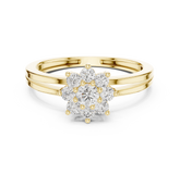 Round Diamond Floral Cluster Split-Shank Ring