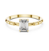 Solitaire Emerald Diamond Fluted Style Ring