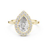 Pear Cut Round Diamond Halo Ring