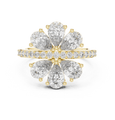 Pear Cut Diamond Double Floral Cluster Ring