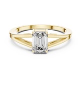 Emerald Cut Split-Shank Solitaire Ring