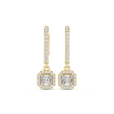 Asscher Cut Lab Diamond Halo Drop Earrings