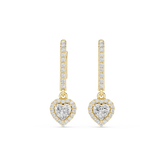 Heart Cut Lab Diamond Halo Drop Earrings