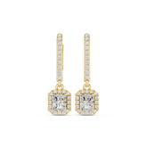 Radiant Cut Lab Diamond Halo Drop Earrings