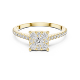Square Cluster Round Diamond Engagement Ring