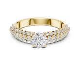 Triple Row Pave Round Diamond Ring
