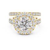 Round Diamond Halo Bridal Set With Matching Band