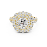 Round Cut Split Shank Double Halo Ring