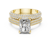 Radiant Cut Diamond with Matching Three Row Band Bridal Set Ring