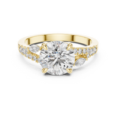 Round with Marquise Vine Shank Ring