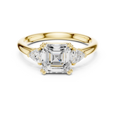 Pear Accent Asscher Cut Three Stone Promise Ring