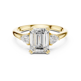 Emerald Cut Three Stone Wedding Ring With Trillion Side Diamonds