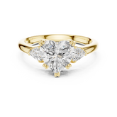 Heart Cut Three Stone Wedding Ring With Trillion Side Diamonds