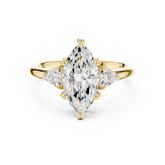 Marquise Cut Three Stone Wedding Ring With Trillion Side Diamonds
