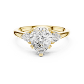 Pear Cut Three Stone Wedding Ring With Trillion Side Diamonds