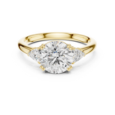 Round Cut Three Stone Wedding Ring With Trillion Side Diamonds