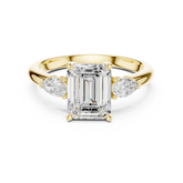 Pear Accent Emerald Cut Three Stone Promise Ring