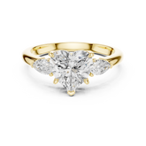 Pear Accent Heart Cut Three Stone Promise Ring