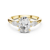 Pear Accent Oval Cut Three Stone Promise Ring