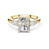 Pear Accent Radiant Cut Three Stone Promise Ring