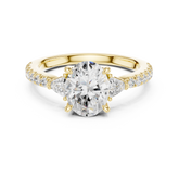 Pave Set Oval Cut Three Stone Engagement Ring