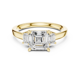 Three Stone Asscher Cut Lab Diamond Promise Ring