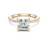 Asscher Cut Diamond Engagement Ring With Diamond Band