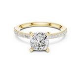 Cushion Cut Diamond Engagement Ring With Diamond Band