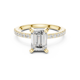 Emerald Cut Diamond Engagement Ring With Diamond Band
