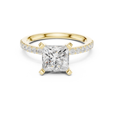 Princess Cut Diamond Engagement Ring With Diamond Band