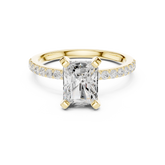 Radiant Cut Diamond Engagement Ring With Diamond Band