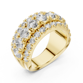 Triple-Row Round Diamond Wedding Band