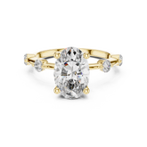 Oval Cut Diamond Station Bubble Shank Ring