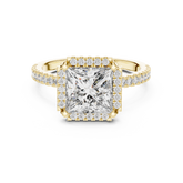 Princess Cut Diamond Halo Pave Set Engagement Ring