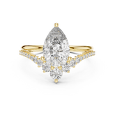 Curved Diamond Band Pear Cut Three Prong Set Ring