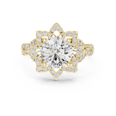 Round Cut Diamond Flower Halo With Infinity Twist Pavé Ring