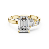 Unique Three Stone Emerald Cut Diamond Ring