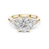 Round Cut Diamond with Pear Cluster Side Stones Ring