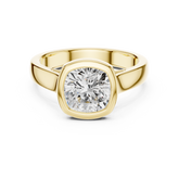 Cushion Cut Bezel Set Lab Diamond Solitaire Ring