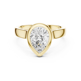 Pear Cut Bezel Set Lab Diamond Solitaire Ring